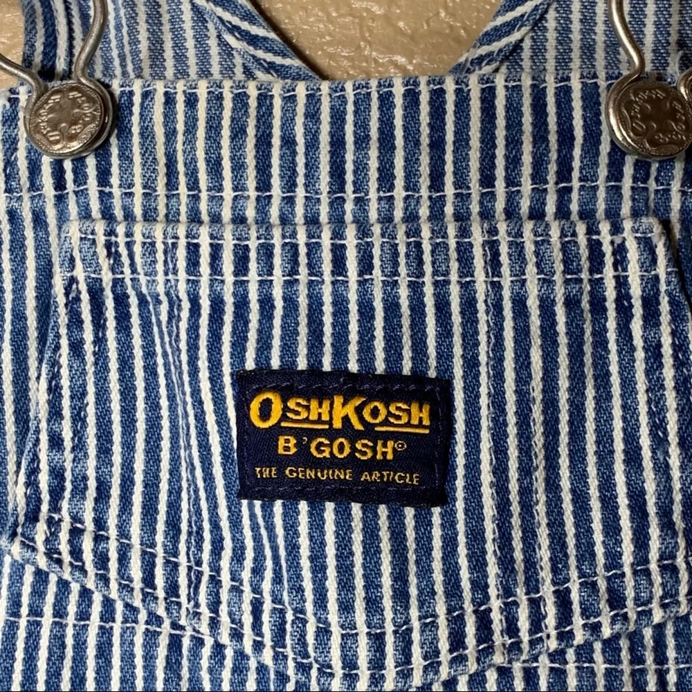 OshKosh B'gosh Blue & White Striped Short Overalls